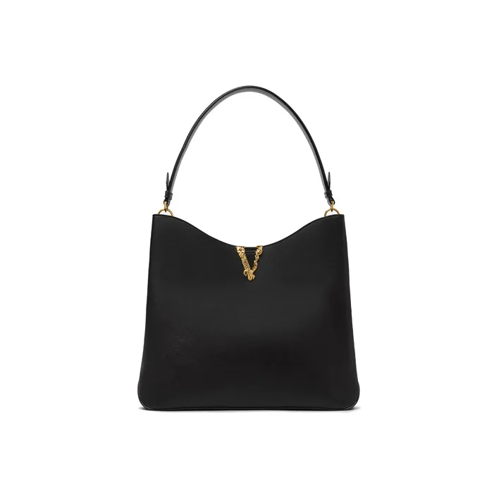 FANSIZHE Virtus Cow Leather One Shoulder Handbags Large Size Women's Black-0