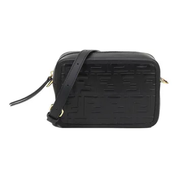 FENDI Leather Camera Bag Shoulder Bag Crossbody Bag Mini Women's Black