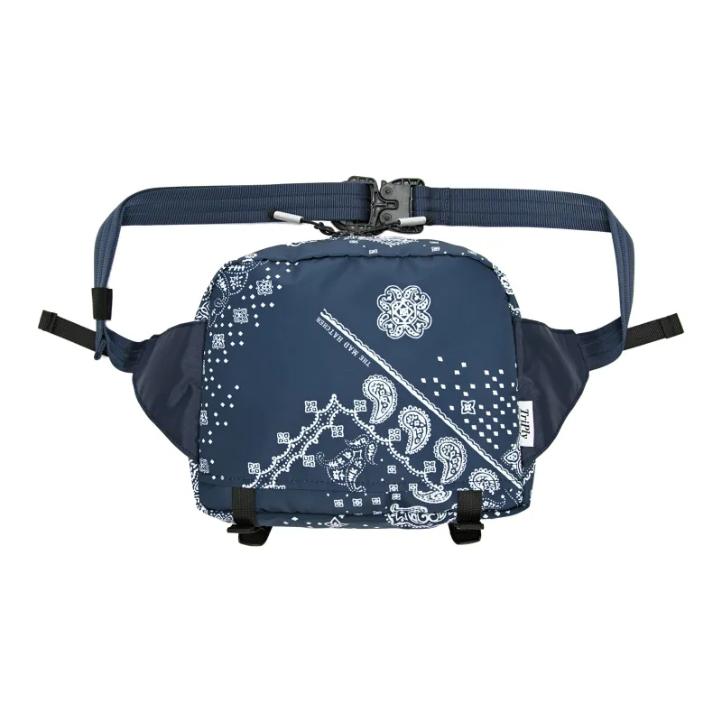 The MAD HATcher Polyester Casual Print Shoulder Bag Crossbody Bag Fanny Pack Small Size Unisex Black/Navy Blue/Purple-6