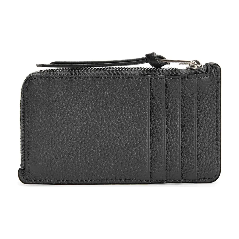 LOEWE Soft Grain Cow Leather Card Holder Women's Black-3