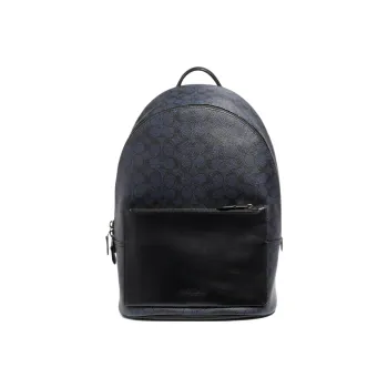 COACH Metropolitan Canvas With Leather Backpack Medium Size Men's Black Gray Color