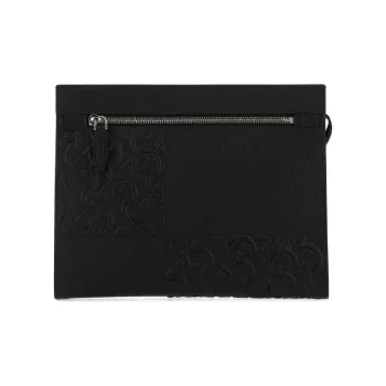 FERRAGAMO GANCINI Leather Clutch Unisex Black