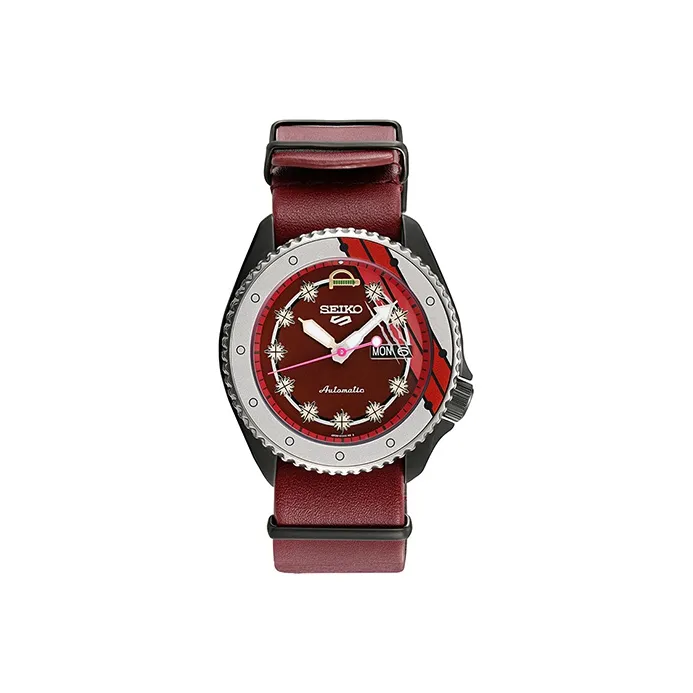 SEIKO SEIKO5 Collection Mechanical Movement Leather Watch Bands Watch Men's Watch Red Watch Dial-6