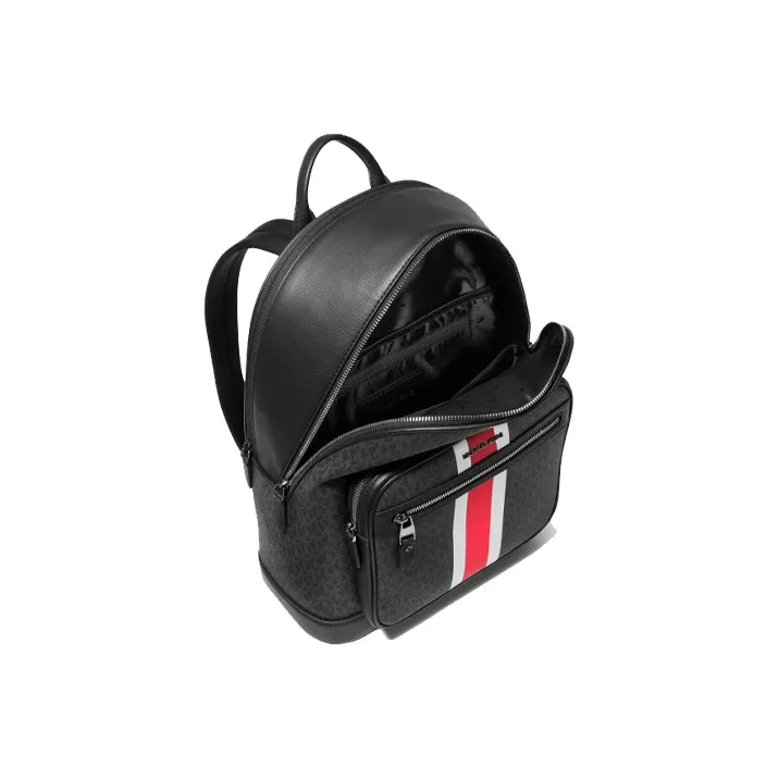 MICHAEL KORS Hudson Cow Leather Backpack Regular Men's Black & Red-6