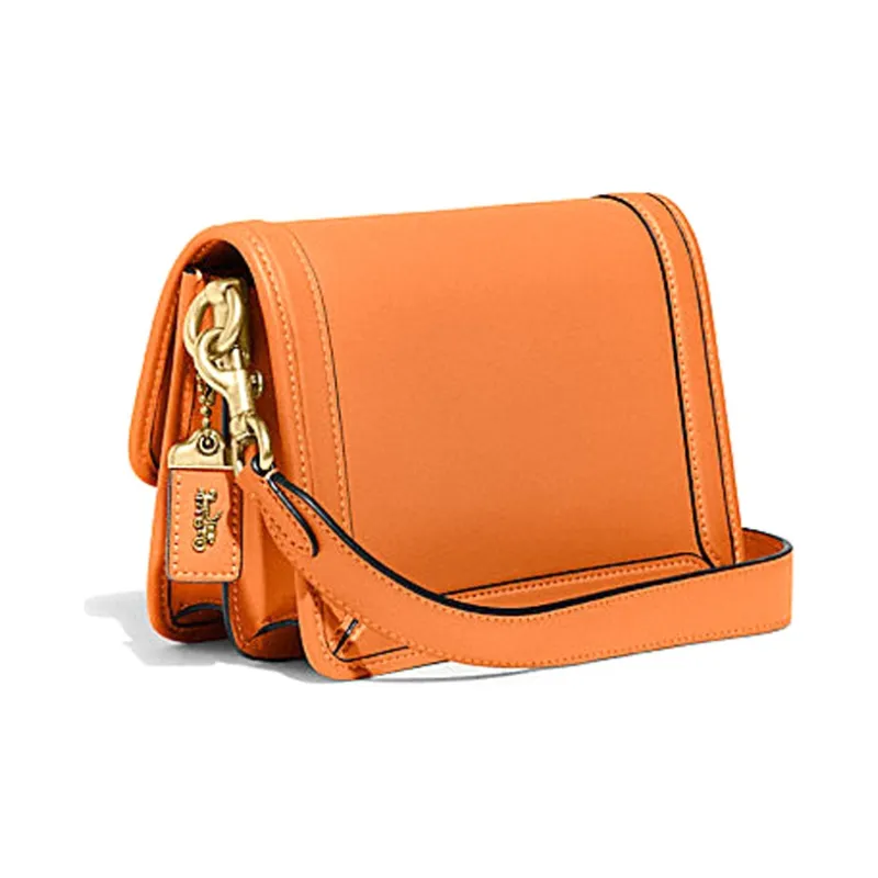 COACH Hero Cow Leather Handbag, Shoulder Bag, Crossbody Bag Trumpets Women's Orange-2