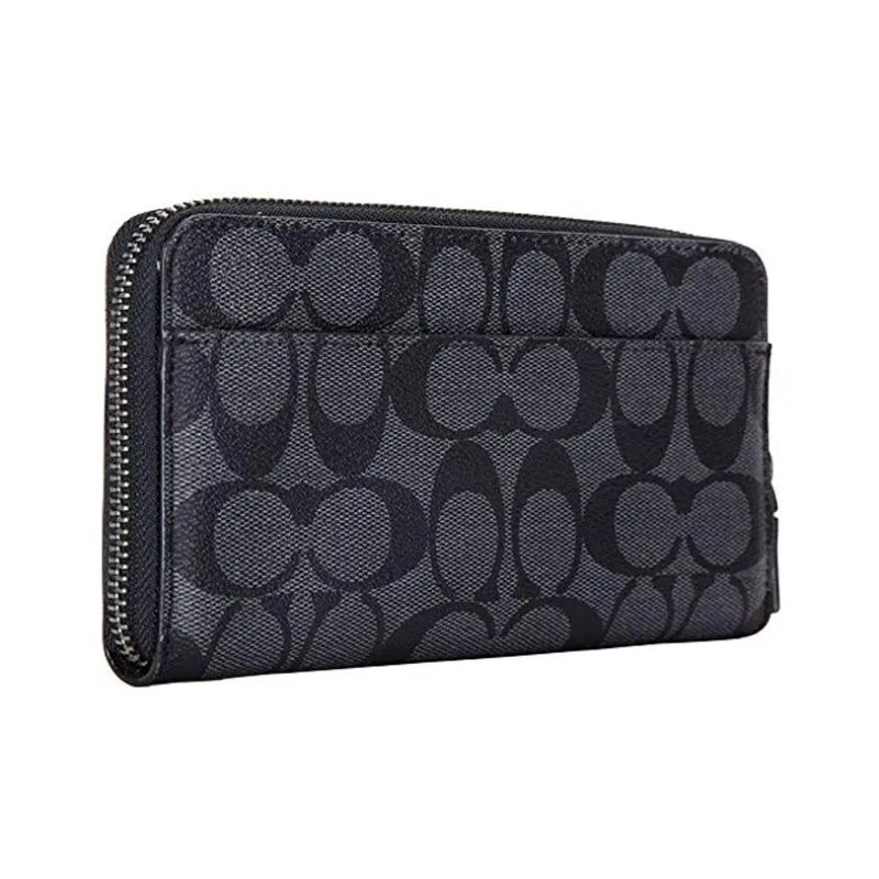 COACH Accordion Zip Canvas Wallets Clutches Regular Men's Black-2