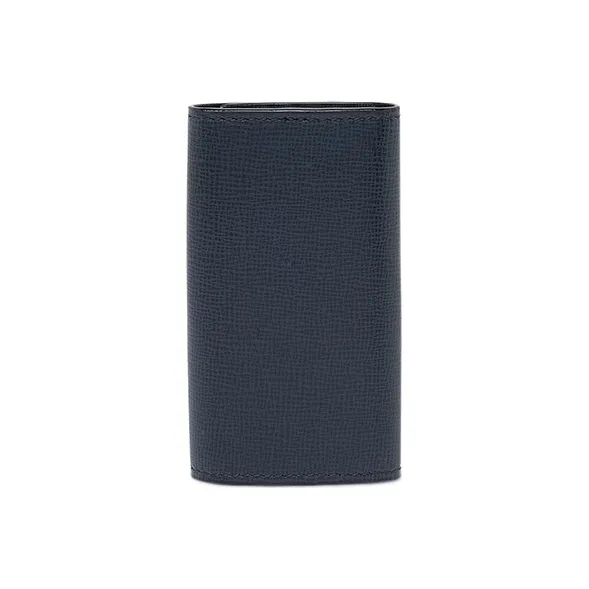 Valextra Pocket Leather Key Pouch Unisex Dark Blue-1