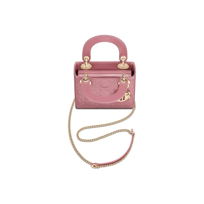 DIOR Lady Dior Patent Leather Cowhide Dior Bag Shoulder Bag Crossbody Bag Handbag Mini Women's Light Purple-2
