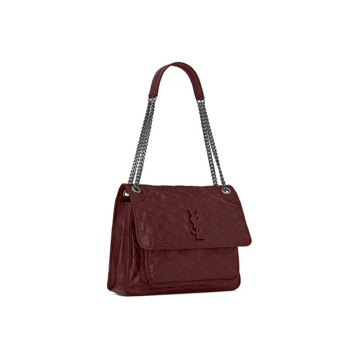 SAINT LAURENT Niki Leather Shoulder Bag Crossbody Bag Handbag Large Size Women's Burgundy-2