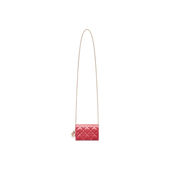 DIOR Cow Leather Clutches Shoulder Bag Crossbody Bag Women's Berry Pink-1