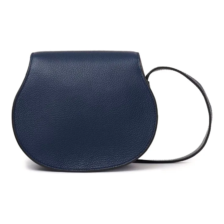 Chloe Chloé Handbag Marcie Cow Leather Saddle Bag, Crossbody Bag, Shoulder Bag Mini Women's Blue-1