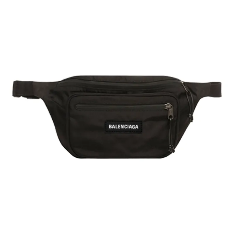 Balenciaga Nylon One Shoulder Sling Bag, Fanny Pack Men's Black-0