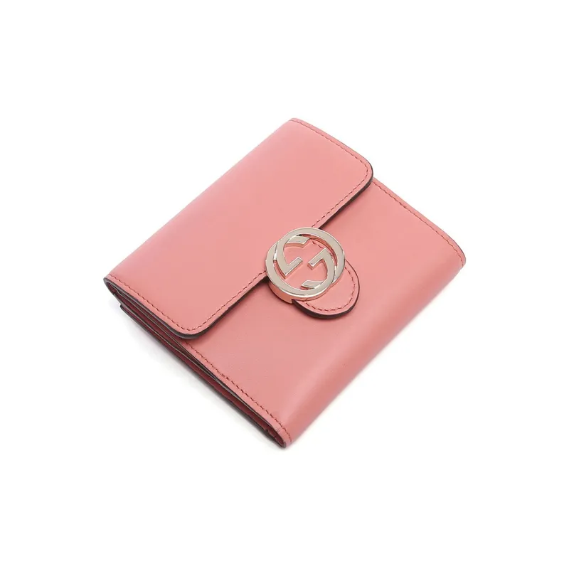 GUCCI Leather Card Holder Money Clip Wallet Women's Pink-3