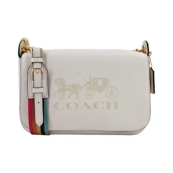 COACH Jes Leather One Shoulder Crossbody Messenger Bag Medium Size Women's White