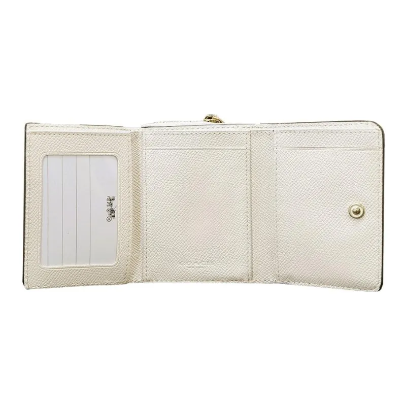 COACH Trifold Wallet Leather Wallets Card Holders Women's Pink White-3