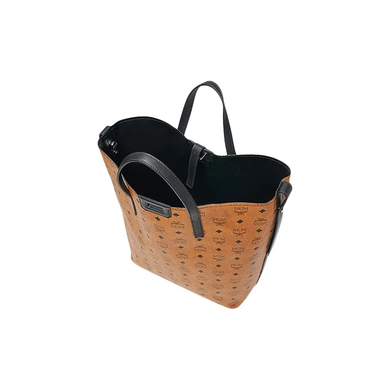 MCM Visetos Cow Leather Combo Bag, Tote Bag, Shopping Bag, Shoulder Bag, Handbag Large Size Unisex Cognac-4