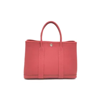 HERMES Garden Party Canvas With Leather Handbag 30 Women's 5X Rouge Piment Pepper Red