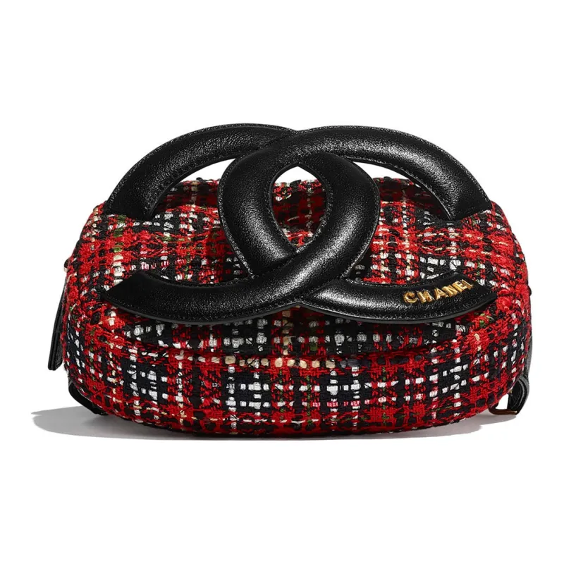 CHANEL Tweed Lambskin One Shoulder Crossbody Fanny Pack Women's Multicolor-3