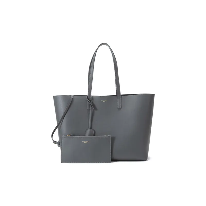 SAINT LAURENT East/West Soft Calfskin Combo Bag, Tote Bag, Shopping Bag, Shoulder Bag Women's Dark Gray-1