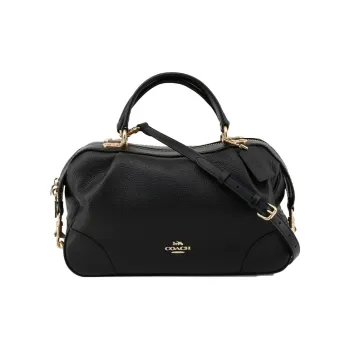 COACH Lane Leather Boston Bag, Handbag, Shoulder Bag, Crossbody Bag Women's Black