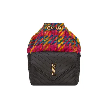 SAINT LAURENT Lambskin Backpack Women's Mixed Color/Black Red