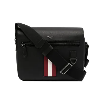 BALLY Leather Messenger Bag Shoulder Bag Crossbody Bag Men's Black