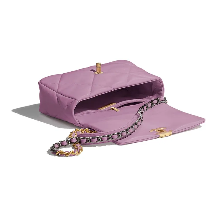 CHANEL 19Bag Lambskin Chain Shoulder Bag, Crossbody Bag Trumpets Women's Taro Purple-2