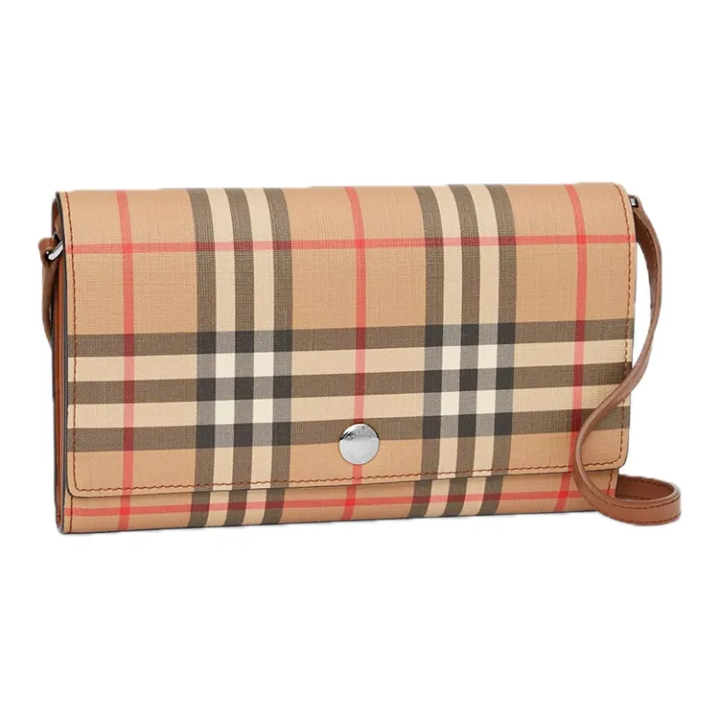Burberry Canvas Money Clip Shoulder Bag Unisex Malt Brown-2