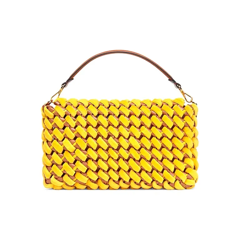 FENDI Baguette Sheepskin Handbag Regular Women's Yellow-2