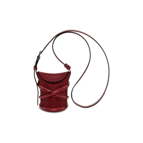 Alexander McQueen THE CURVE BAG Calfskin Bucket Bags Shoulder Bag Crossbody Bag Mini Women's Red