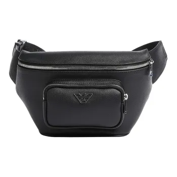 EMPORIO ARMANI Artificial Leather Sling Bag Crossbody Bag Fanny Pack Small Size Men's Black