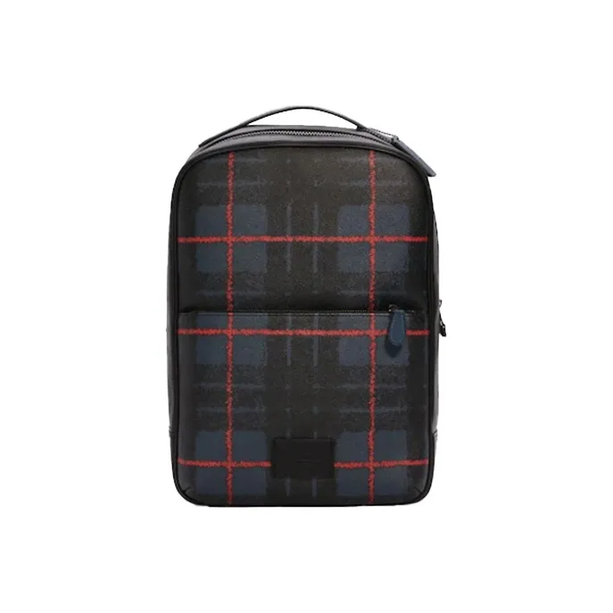 COACH Westway Canvas With Leather Backpack Large Size Men's Dark Blue & Red-0