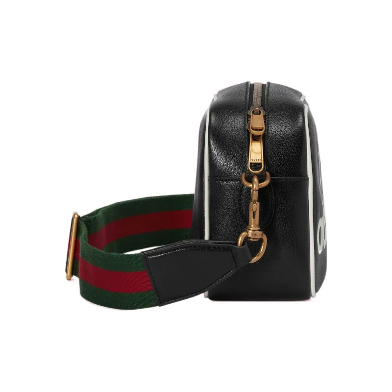 GUCCI Adidas Collaboration GUCCI X ADIDAS Leather Camera Bag, Shoulder Bag, Crossbody Bag Small Size Men's Black-2