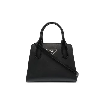 PRADA Saffiano Leather Handbag Medium Size Unisex Black