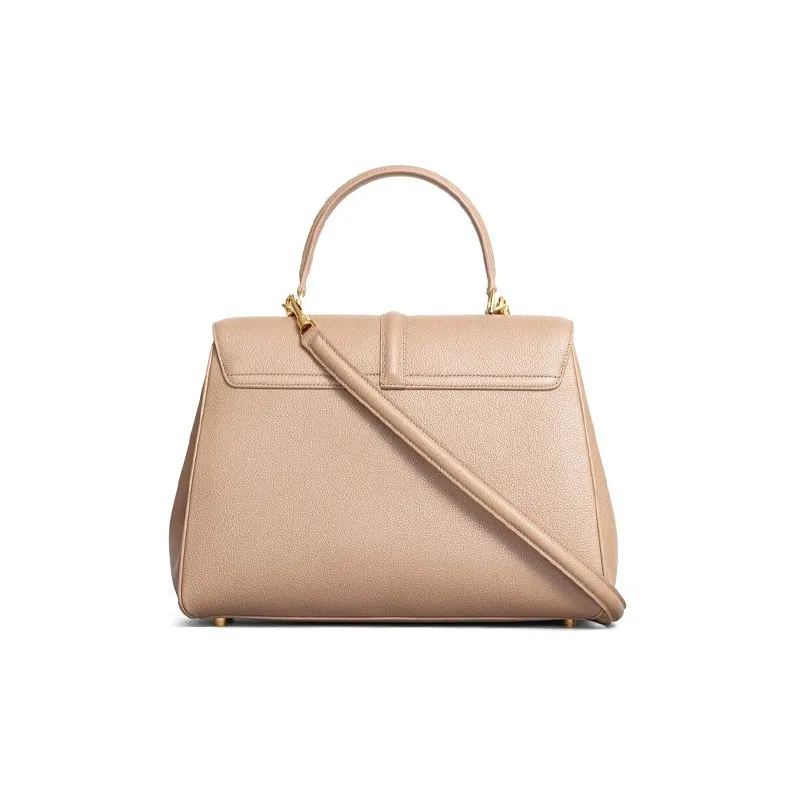 CELINE 16 Cow Leather Handbag Women's Beige-2