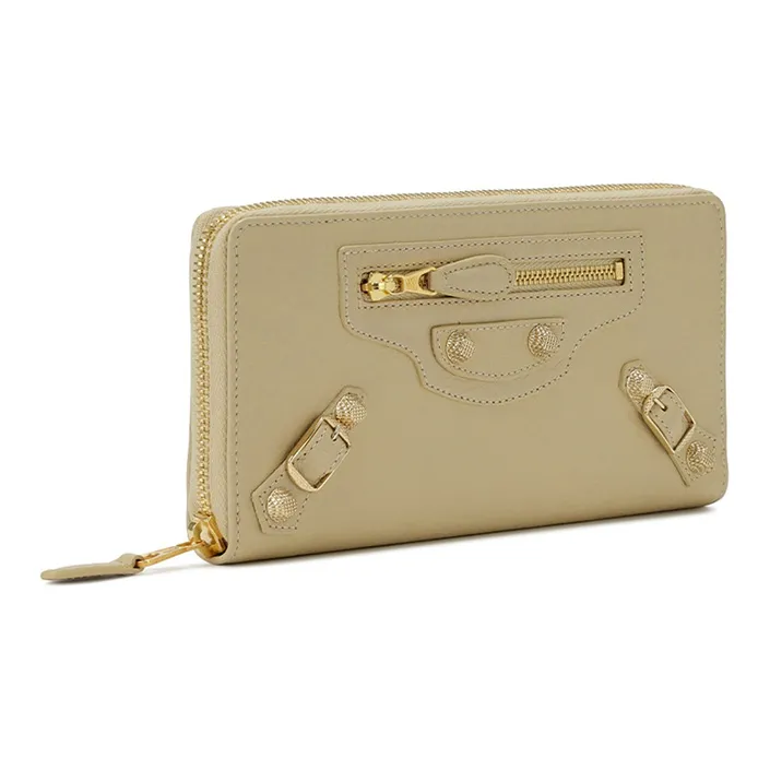 Balenciaga Leather Wallet Small Size Women's Light Coffee-2