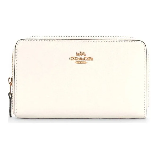COACH Zip Around Leather Circumferential Zip Closure Wallet Card Holder Medium Size Women's Pure White-0