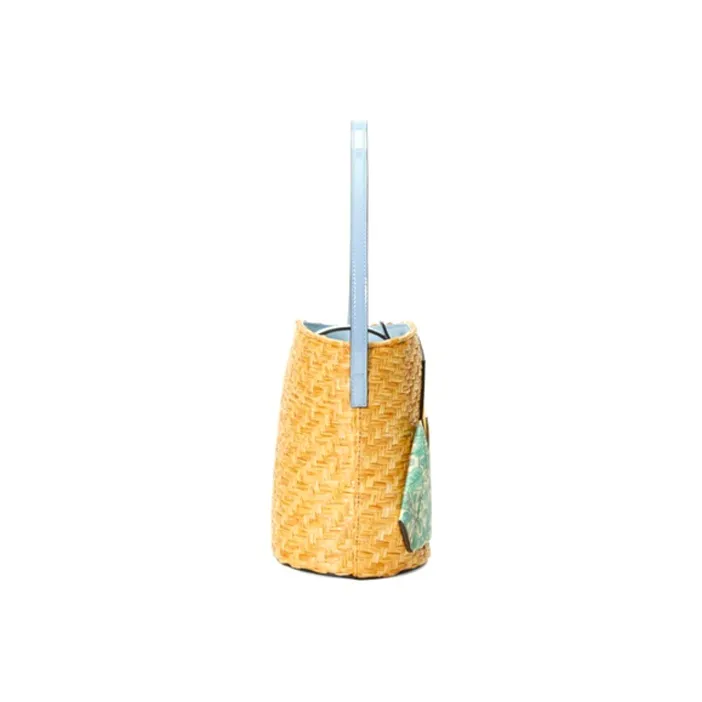 GUCCI Straw Woven Material With Leather Bucket Bag Handbag Kids' Bag Kids' Yellow/Multicolor-2