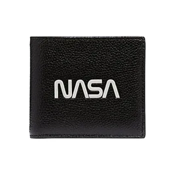 COACH X NASA Collaboration Double Zip Wallet Glossy Pebbled Leather Wallet Men's Black