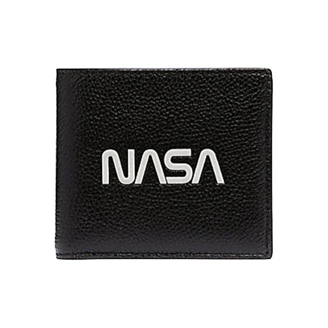 COACH X NASA Collaboration Double Zip Wallet Glossy Pebbled Leather Wallet Men's Black-0