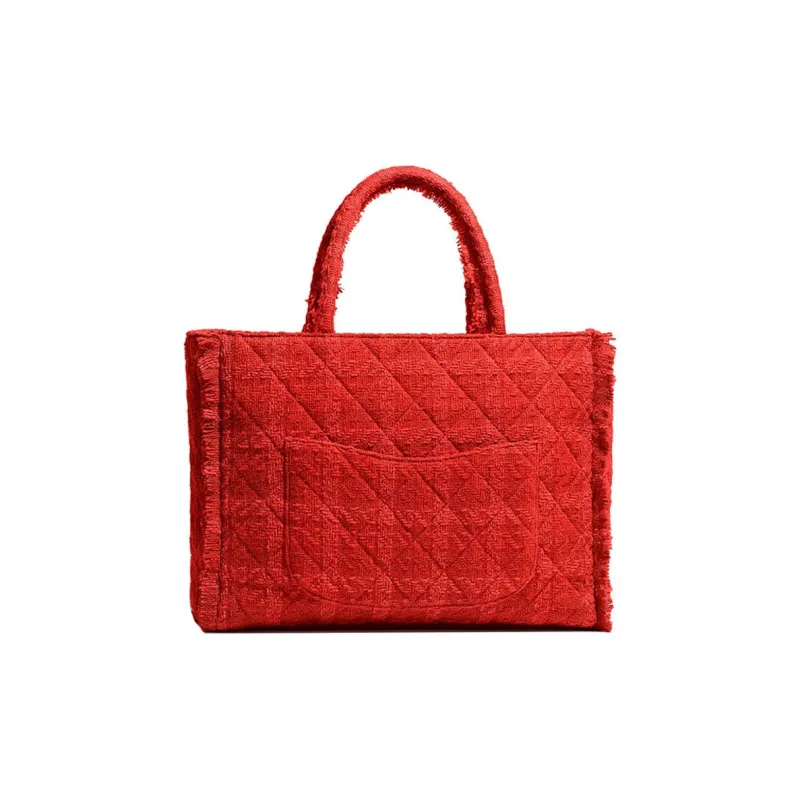 CHANEL Soft Woolen Tote Bag, Shopping Bag, Handbag Tubas Women's Red-2