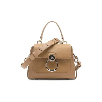 Chloe Tess Calfskin Shoulder Bag, Handbag Women's Black/Khaki