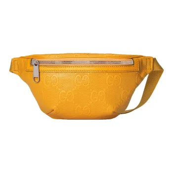 GUCCI Embossed Leather Belt Bag Yellow