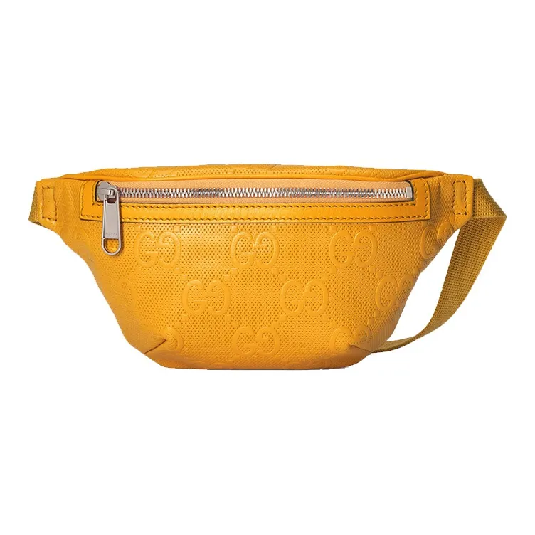 GUCCI Embossed Leather Belt Bag Yellow-0