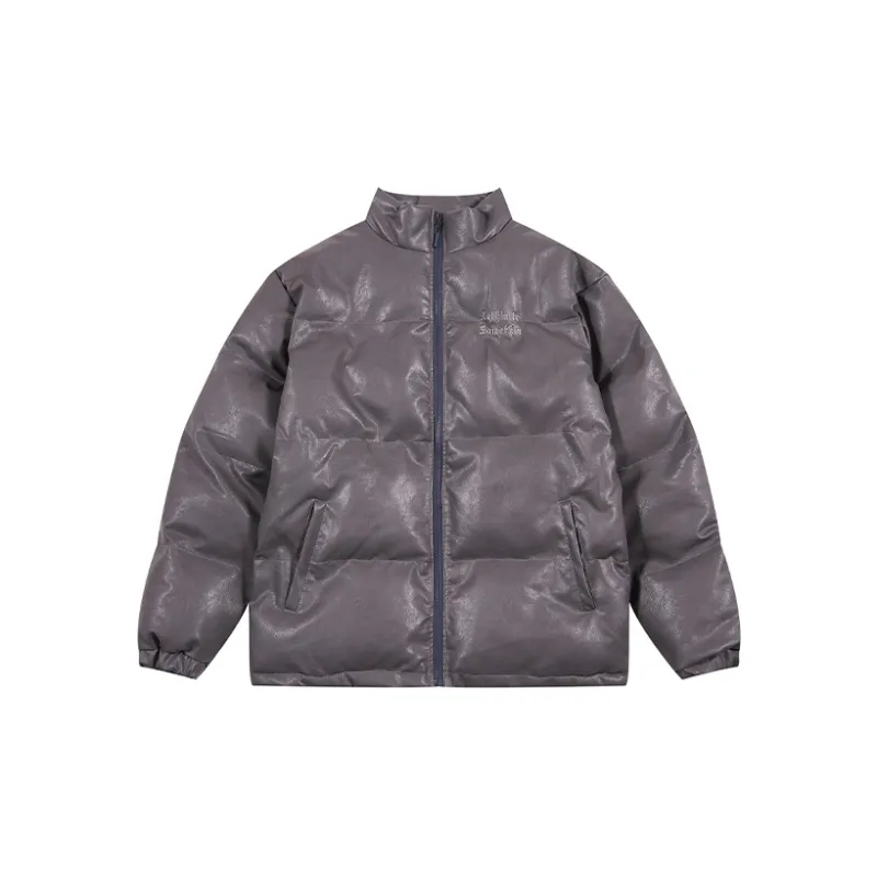 CHIGGALAB Letter Stand Collar Loose Fit Thickened Puffer Jacket Unisex-5