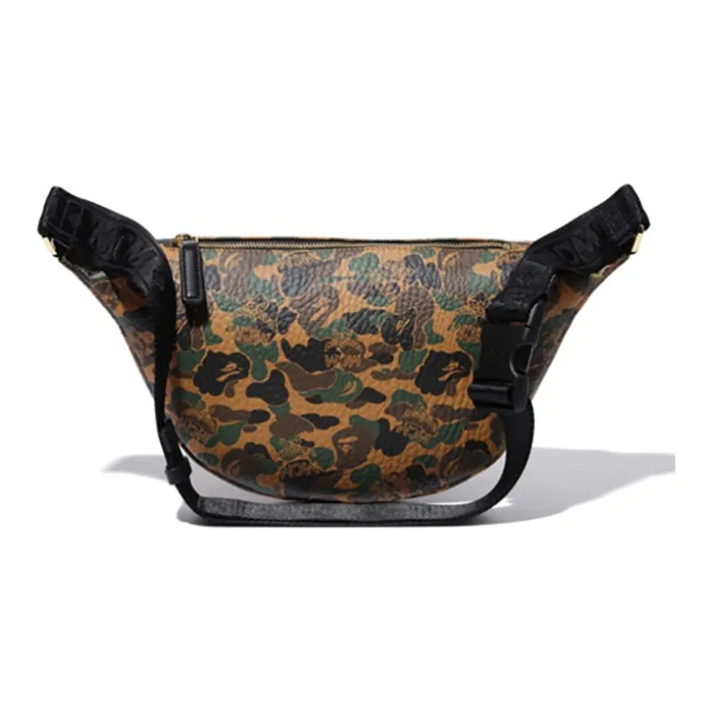A BATHING APE MCM Collaboration Sheepskin Fanny Pack Regular Unisex Yellow Camouflage-1