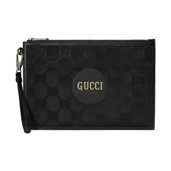 GUCCI Off The Grid Leather Clutch Unisex Black