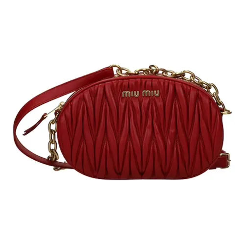 MIU MIU Leather Shoulder Bag Women's Red