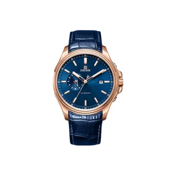 EBOHR Explorer Collection Mechanical Movement Genuine Leather Strap Watch Men's Watches Blue Dial 51260132