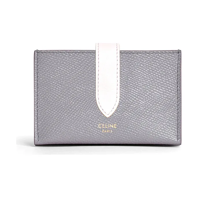 CELINE Cow Leather Card Holder Women's Eggshell Gray/Light Pink-0